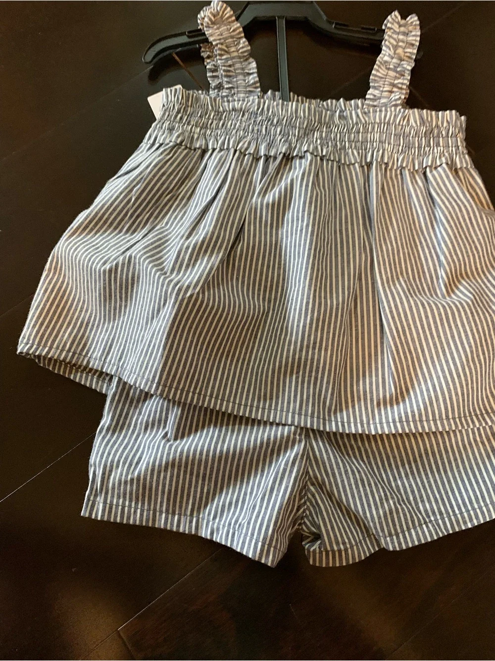 Carter's Child of Mine Blue & White Striped Two-Piece Set with Red Cherry Accent